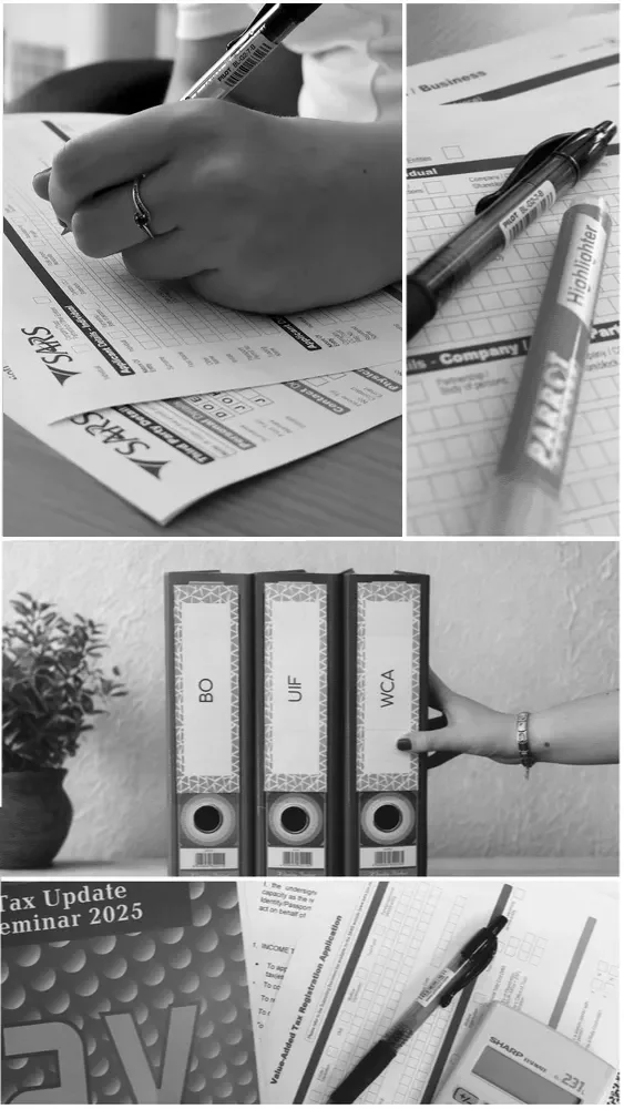 Tax forms, files and stationery at the Tax Solution office